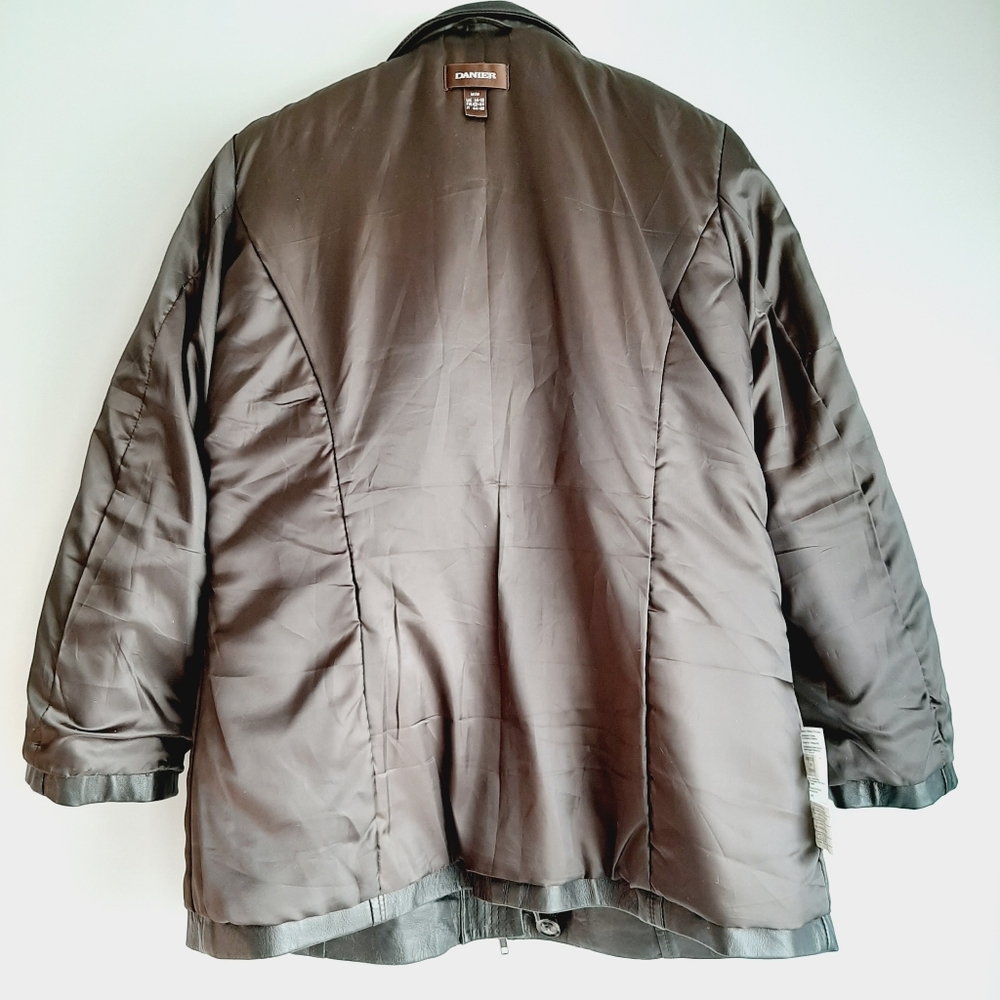 DANIER Genuine Soft Leather Button & Zip Front Jacket Dark Brown Short Coat Sz M - Picture 12 of 16